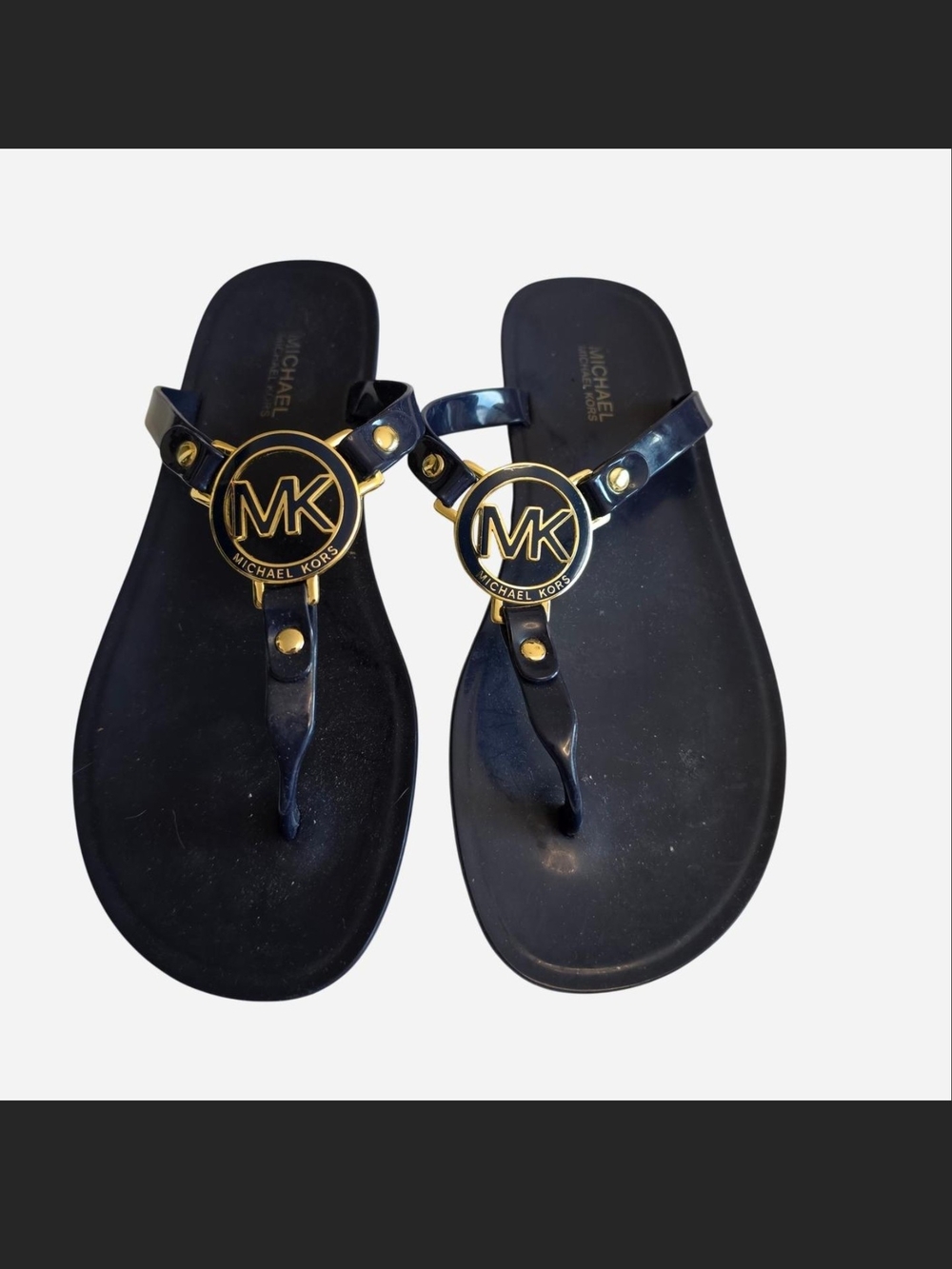 Michael Kors Black Jelly MK Logo Thong Sandals